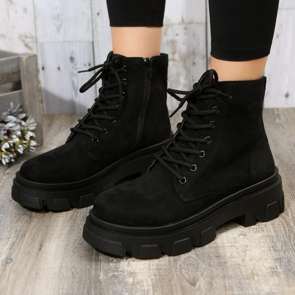 Never Worn Suede Combat Boots!